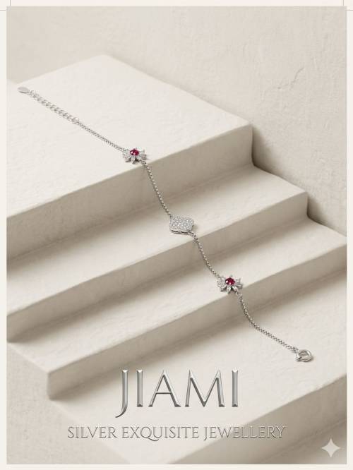 Ruby Bloom Heart Bracelet