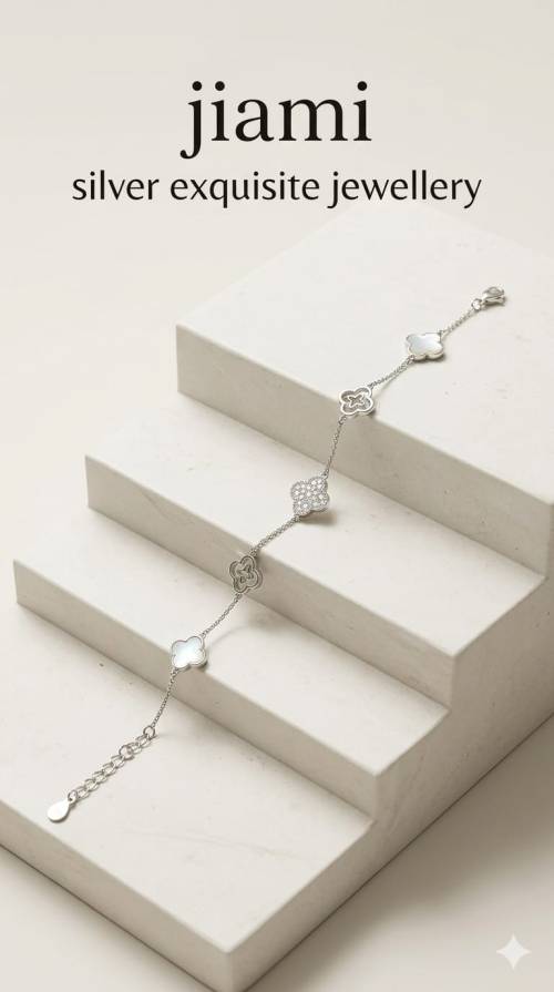 Majestic Clover Trio Silver Bracelet