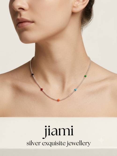 Prism Bead Minimalist Silver Necklace