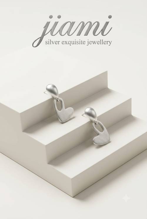 Modern Matte Heart Drop Earrings