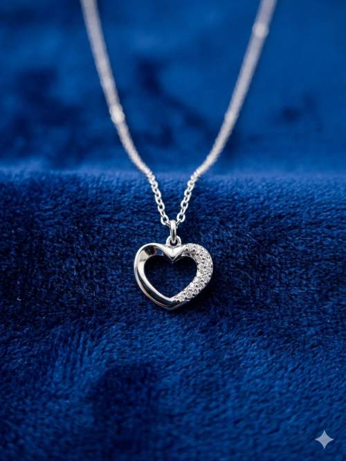 Sparkling Two-Tone Pavé Open Heart Necklace