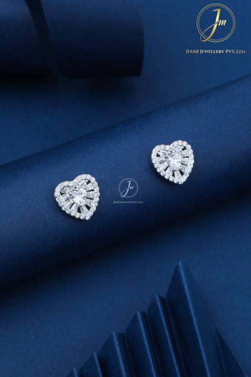 Radiant Heart Sparkle Sterling Silver Stud Earrings